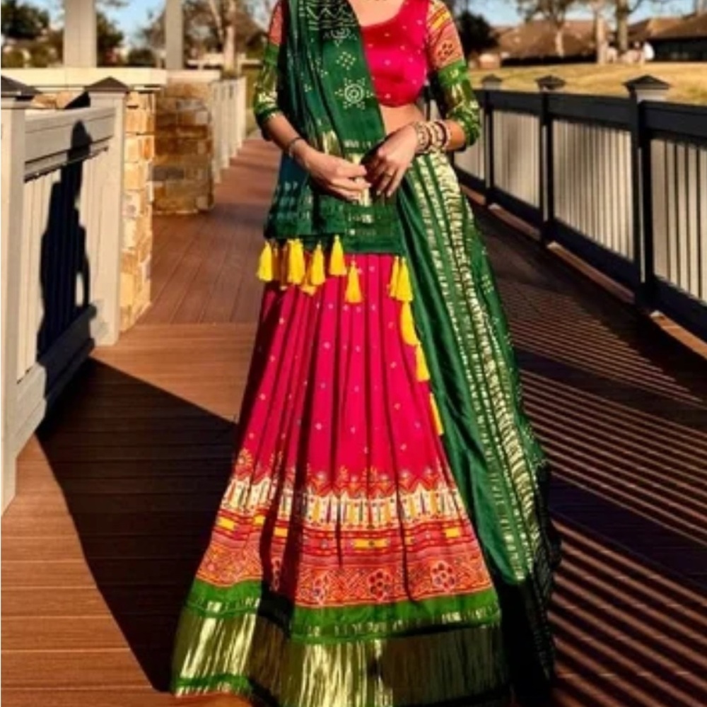 Elegant Red and Green Women's Skirt/ indian lengha